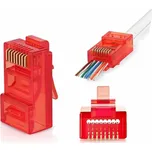 W-star Konektor UTP RJ45EZ Cat5e100ks pozlacený, červená, pass through RJ45EZ5RS