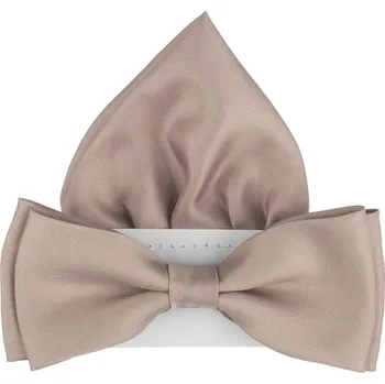 Motýlek Tmavě pudrový pánský motýlek matný s kapesníčkem