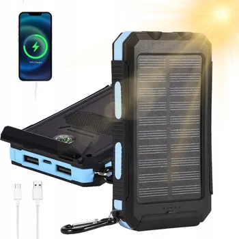 Powerbanka SOLÁRNÍ NABÍJEČKA POWERBANKA 30000MAH VODĚODOLNÁ PRO CAMPING CESTOVÁNÍ KOMPAS