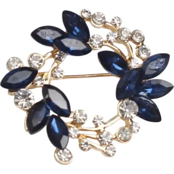 Brož Módní brož 3,6 x 3,6 cm Prstencový tvar Motýl a listy Decentní moderní doplněk s kamínky Zinková slitina modrá