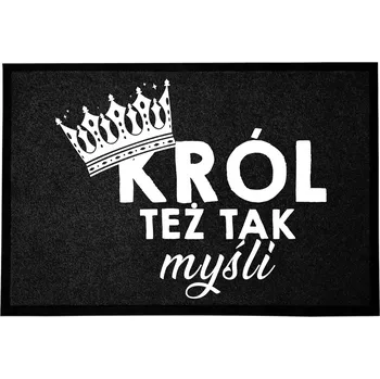 Rohožka ČERNÁ VSTUPNÍ ROHOŽKA 40X60 KE DVEŘÍM - VTIPNÁ, HUMORNÁ - I KRÁL PŘEMÝŠLÍ