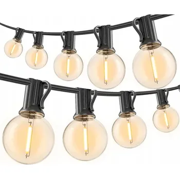 Venkovní osvětlení Solární světelný řetěz, zahradní osvětlení 30,5 m, 50+2 LED žárovek, solární napájení