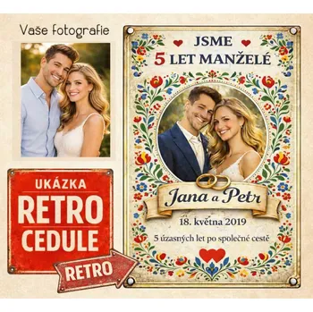 Plechová cedule Retro cedule - Výročí svatby 9 - Plast / A5 ( 20x15cm)