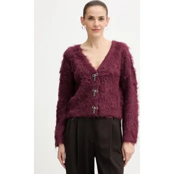 Dámský svetr Kardigan s příměsí vlny z alpaky Guess TOMIKO W5BR91.Z3JI2 burgundské 83X, vel. L