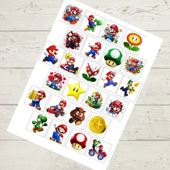 Jedlá dekorace na dort Super Mario – kostičky 5 × 5 cm (25 ks) Dekor Profi list (VYŘEZÁNO)