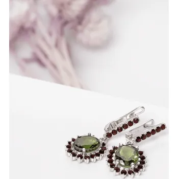 Náušnice Vltavín náušnice s Granáty 6,05 g