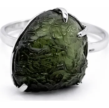 Prsten Stříbrný prsten s vltavínem 1,8 cm x 1,6 cm