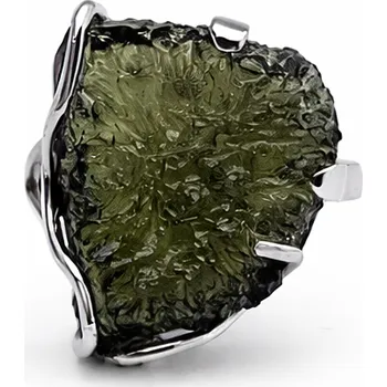 Prsten Stříbrný prsten s neopracovaným vltavínem 4,20 g