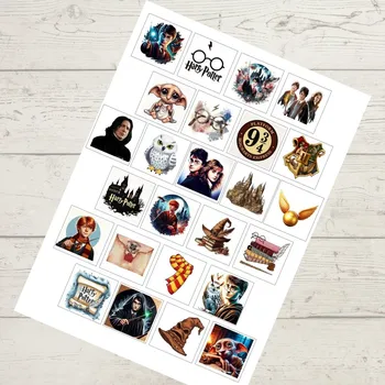 Jedlá dekorace na dort Harry Potter – kostičky 5 × 5 cm (25 ks) Profi dekor list (VYŘEZÁNO)