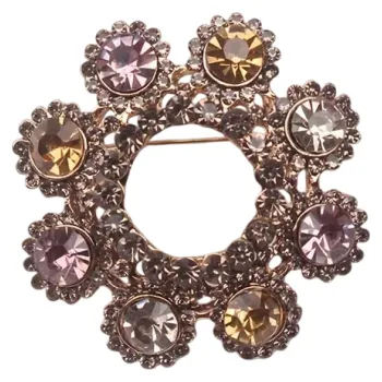 Brož Módní brož 3,7 x 3,7 cm Věncovitý květ s otvorem uprostřed Elegantní design s kamínky Zinková slitina