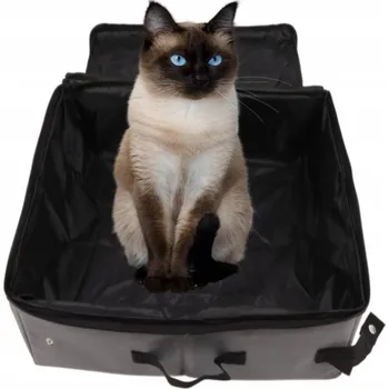 Toaleta pro kočku PŘENOSNÁ TOALETA PRO KOČKY SE SKLÁDACÍM VÍKEM 46X13,5X34 CM