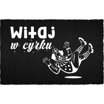 Rohožka KOKOSOVÁ VSTUPNÍ ROHOŽKA ČERNÁ 40X60 CM - VÍTEJTE V CIRKUSE