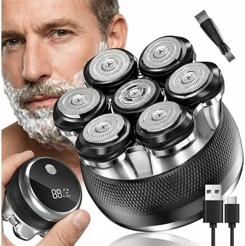 HOLICÍ STROJEK ELEKTRICKÝ 7D OTOČNÁ HLAVA MAGNETICKÁ 2 REŽIMY RYCHLOSTI