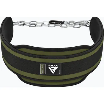 Opasek na cvičení Vzpěračský opasek RDX Pro Dipping Belt 2 Layer army green