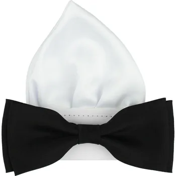 Motýlek Černý pánský motýlek matný s kapesníčkem