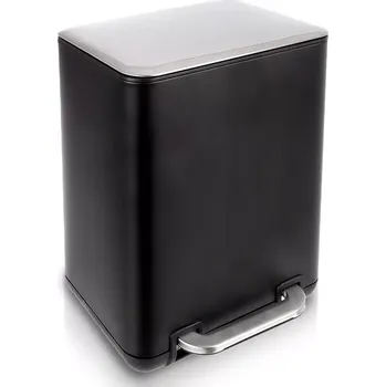Odpadkový koš Pedálový odpadkový koš z nerezu, černý, 6 l
