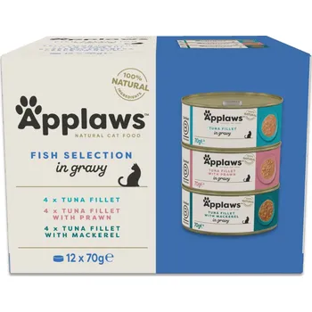 Krmivo pro kočku 48×70g Applaws Cat v omáčce - rybí výběr (3 druhy)