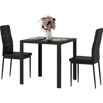 Jídelní stůl se 4 židlemi | černý