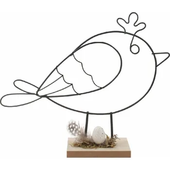 Pták z kovu s vajíčkem v hnízdě 22 x 18 x 5 cm na postavení