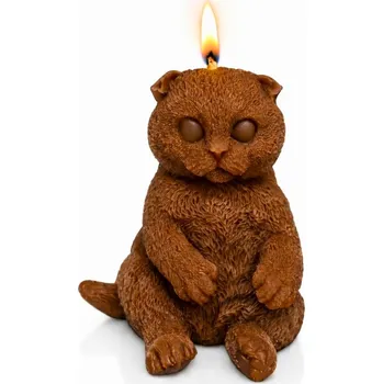 Svíčka Vonná svíčka Sedící kočka | 25 g | Svíčkománie3D | Barva: Hnědá