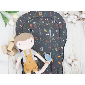 2. jakost | Podložka do kočárku kratší (Fairy Garden, černý fleece)