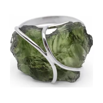 Prsten Stříbrný prsten s vltavínem 1,7 cm x 2,1 cm