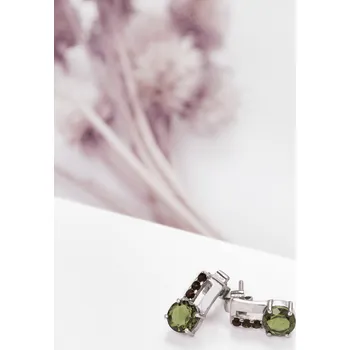 Náušnice Vltavín náušnice s Granáty 1,9 g