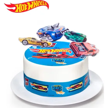 Jedlá dekorace na dort Sada fondánových listů na dort Hot Wheels (set 8 ks) – prémiový tisk