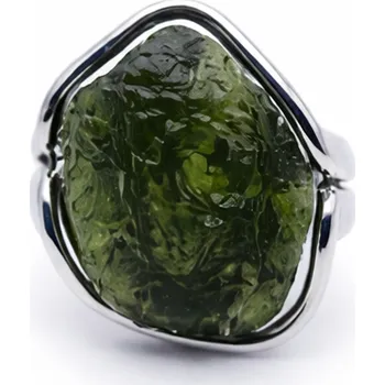 Prsten Masivní stříbrný prsten s vltavínem