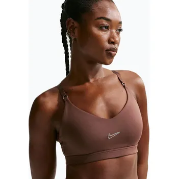Dámské spodní prádlo Sportovní podprsenka Nike Indy Padded Gloss light chocolate