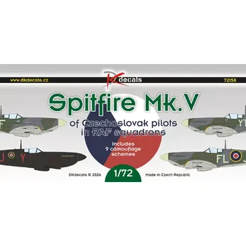 Plastikový model DK decals 1/72 Spitfire Mk.V Czechosl. pilots in RAF sqdn.