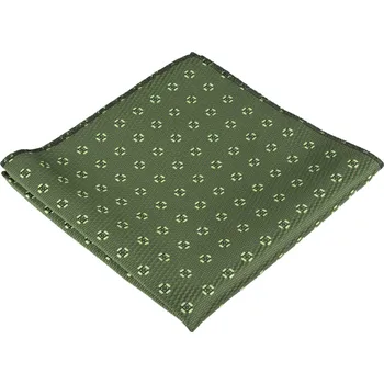 Látkový kapesník Olivově zelený pánský kapesníček s jemným geometrickým vzorem