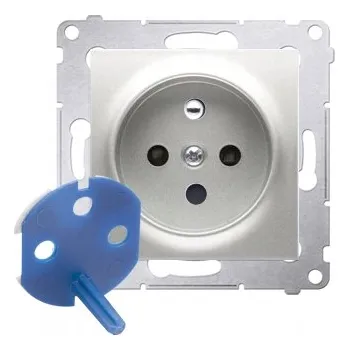 Elektrická zásuvka Elektrická Zásuvka nástěnná Kontakt-simon stříbrná