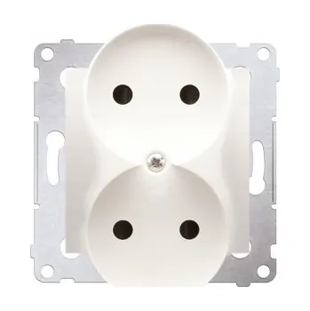Elektrická zásuvka SIMON 54 KRÉMOVÁ DVOJITÁ ZÁSUVKA BEZ UZEMNĚNÍ. PRO SÉRII NATURE DG2MZN.01/41