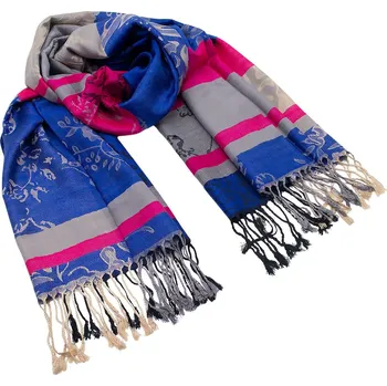 Šála Šála teplá - modro-fuchsiová s potiskem