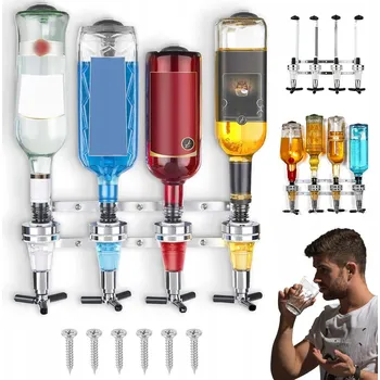 Stojan na víno Nástěnný stojan na lahve, 4 místa, rychlé uvolnění, hliníkový, pro bar