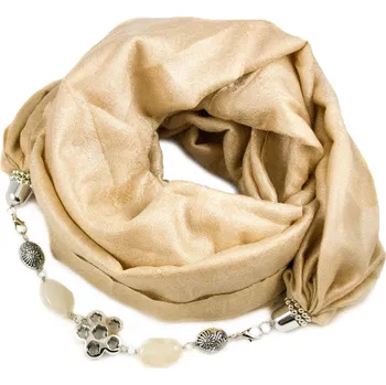 Šála Magotex Šála pašmína s bižuterií - béžová