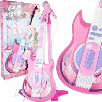 Hudební nástroj pro děti ELEKTRICKÁ KYTARA PRO DĚTI + KARAOKE MIKROFON SE STATIVEM, KARAOKE SADA