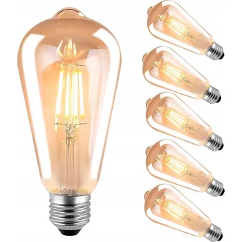 Žárovka 6 KS LED žárovka E27 Filament 4W Edison Dekorativní ST64