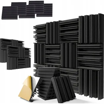 akustická pěna ZVUKOVĚ IZOLAČNÍ PANELY, 24 KUSŮ, AKUSTICKÁ PĚNA, SAMOLEPICÍ