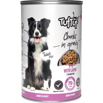 Krmivo pro psa Vlhké krmivo pro psy Tuf Tuf masové kousky s jehněčím masem 415g