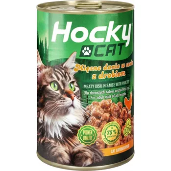 Krmivo pro kočku KRMIVO PRO KOČKY MOKRÁ KONZERVА HOCKY CAT 415G KRMIVO V OMÁČCE S DRŮBEŽÍM 75% MASA