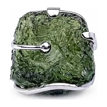 Prsten Stříbrný prsten s vltavínem 4,890gr.