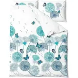 Zaratex Bavlněné povlečení 160x200 Větrné foukačky motýli květiny bílé tyrkysové bavlna 2 225480312