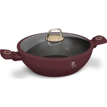 Pánev BerlingerHaus Wok s víkem Leonardo 30 cm, vínová