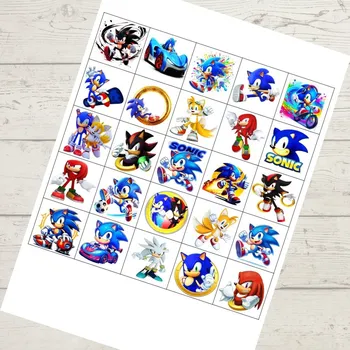 Jedlá dekorace na dort Sonic – kostičky 5 × 5 cm (25 ks) Fondánový list