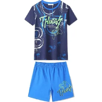 Chlapecké pyžamo CHLAPECKÉ BAVLNĚNÉ PYŽAMO S KRÁTKÝM RUKÁVEM NOVINKA Barva: Tmavě modrá, Velikost: 164