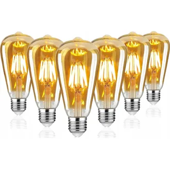 Žárovka 6x LED žárovka E27 4W Filament 470lm Teplá Dekorativní Prémiová Bez Blikání