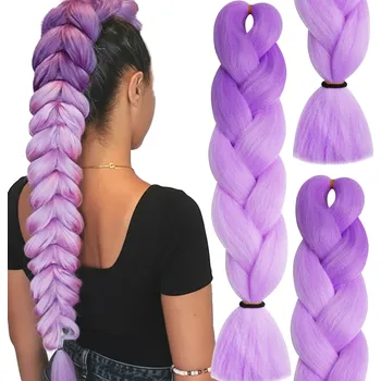 Příčesek Syntetické vlasy FIALOVÉ OMBRE na zaplétání RASTA copánků #B75