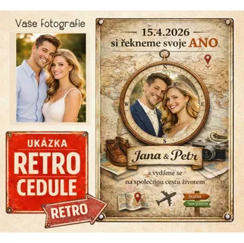 Plechová cedule Retro cedule - Svatba 9 - Plast / A5 ( 20x15cm)